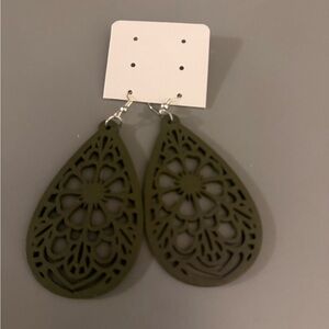 Olive Green Teardrop Earrings